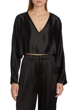 Nonchalant Label Vero Satin Crop Shirt in black Size XS (oversized ) NWT